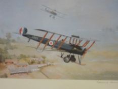 EDMUND MILLER print - RAF WWI planes, signed, 30 x 40 cms
