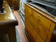 Victorian pine chest of two short over three long drawers