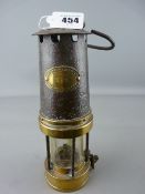 Brass and metal miner's lamp by Patterson Lamps Ltd, Gateshead on Tyne, stamped 'G P O'