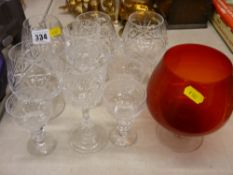 Quantity of cut and other drinking glassware