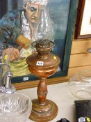 Vintage copper oil lamp with Duplex wick adjusters