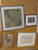 DOROTHY MORRIS mixed media - 'Leader and the Swan' together with a coloured print of the Bristol