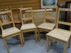 Modern drop leaf breakfast or kitchen table together with set of four bar back kitchen chairs (5)