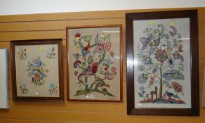 Three framed embroidery panels Condition reports provided on request by email for this auction