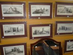 Collection of eighteen NATHANIEL BUCK monochrome etchings of Welsh and English views, titles