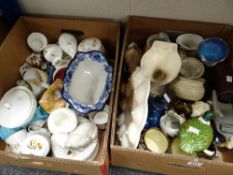 A box of pottery busts ETC a box of mixed china and another (3 boxes) Condition reports provided
