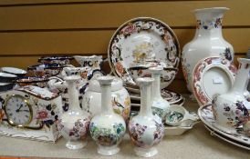 Large collection of Mason's Mandalay and other patterns including jugs, wall clock, mantel clock ETC