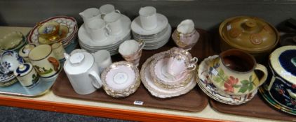 A quantity of mixed china & pottery including various teaware, Majolica-style cheese dish ETC (3