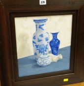 DAVID KNIGHT oil on board - still life, entitled 'Stone Cat', 32 x 29cms Condition reports