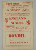 An Wales v England rugby union wartime match programme dated 9 March 1940 Condition reports provided