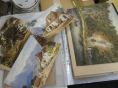 A folder of interesting Oriental prints, pictures & sundry nineteenth century watercolours -