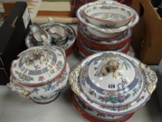 A quantity of antique Ironstone dinnerware Condition reports provided on request by email for this