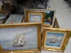A parcel of modern nautical themed oil on canvas paintings ETC Condition reports provided on request