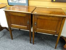A pair of early twentieth century mahogany and inlaid decorated bedside cabinets Condition reports
