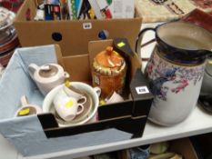 A parcel of pottery including Poole coffeeware, a Staffordshire toilet jug & Price Kensington
