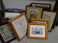 Parcel of framed embroideries & cross stitch Condition reports provided on request by email for this