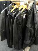 Five gents black leather bomber coats Condition reports provided on request by email for this