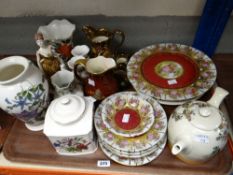 A parcel of mixed china including Portmeirion, modern Limoges, a good Royal Doulton 'The Gleaners'