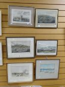 Collection of framed etchings and a framed watercolour Condition reports provided on request by