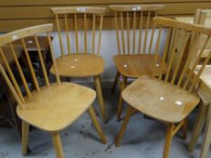 Mid-twentieth century set of four spindle back kitchen chairs (4) Condition reports provided on