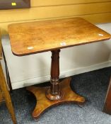 Antique mahogany tilt-top side table on turned pedestal on splayed footed base, 44 x 63 x 74cms high