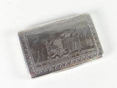 A continental silver card case with hinging lid and decorated all round with scene of horse drawn