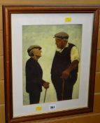 ANEURIN JONES print - two farmers standing in conversation, 32 x 26cms Condition reports provided on