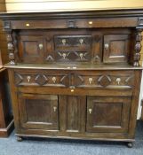Eighteenth century and later Cardiganshire oak deuddarn having an arrangement of geometric drawers