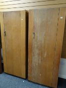 Pair of pale oak Brynmawr single-door wardrobes with mirror and rail to interior, 76cms wide x 51cms