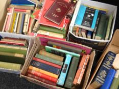 Six boxes containing library of rugby union related books from pre-war to modern and including