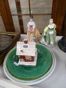 Two Royal Doulton figures, a Coalport pastille burner cottage ETC Condition reports provided on