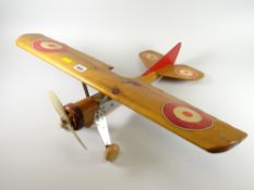 A super vintage wood work model of a propeller plane Condition reports provided on request by