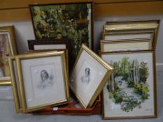 A large collection of framed prints, drawings of dogs ETC Condition reports provided on request by