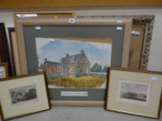 Framed coloured etchings, watercolours ETC Condition reports provided on request by email for this