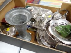 A parcel of electroplate & pewter with cased cutlery Condition reports provided on request by