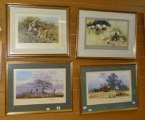 Four framed limited edition blind-stamped prints by DAVID SHEPHERD entitled 'Young Africa' (350/