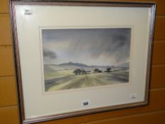 Watercolour entitled 'Farm Near Mynydd Rhiw' by DAVID BELLAMY, signed Condition reports provided