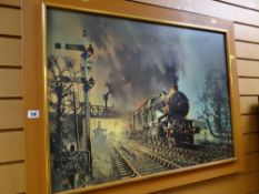 Framed steam locomotive print by BARRIE CLARK Condition reports provided on request by email for