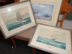 WARREN WILLIAMS limited edition (409/500) print - sail boats in estuary, together with two W KNOX