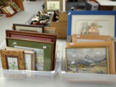 Two tubs of framed pictures & prints ETC Condition reports provided on request by email for this