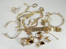 A parcel of yellow metal / yellow gold jewellery & necklace parts ETC (some hallmarked for potential