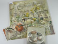 Three unframed oil paintings on board by ANDREW DOUGLAS FORBES including the largest entitled '