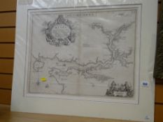 Unframed but mounted black & white antiquarian map of Milford Haven AFTER JAMES MOXON Condition
