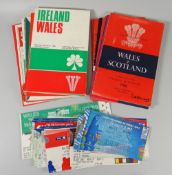 A parcel of Welsh rugby union home-international programmes in three parcels plus tickets (approx.