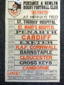 A lovely fixture poster for Penzance & Newlyn Football Club, dated 1956, printed by Worden