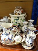Collection of various patterned Mason's Ironstone including large planter, jugs ETC Condition