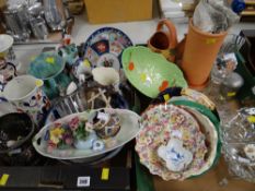 Two boxes of mixed china & glass including Carltonware bowl, cut glass, ship's decanter, Welsh