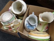 Two boxes of pottery including toilet jugs Condition reports provided on request by email for this