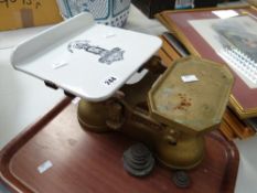 A vintage Preston & Thomas, Cardiff weighing scales and weights Condition reports provided on