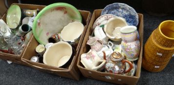Three boxes of mixed pottery, glassware & china ETC and a West German pottery jug Condition